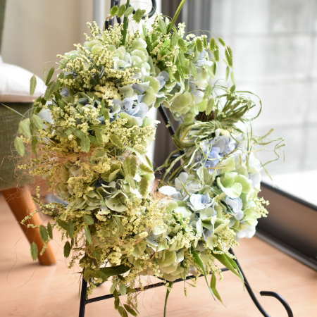 秋色紫陽花リース