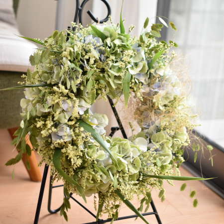 秋色紫陽花リース